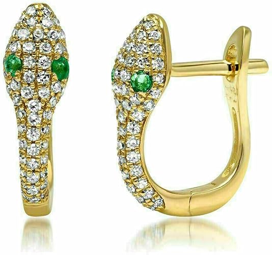 Green Diamond Snake Earring