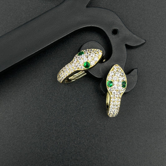 Green Diamond Snake Earring