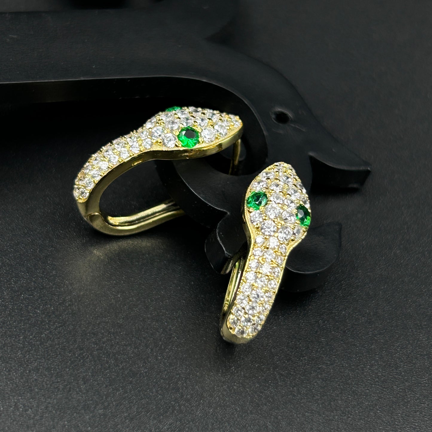 Green Diamond Snake Earring
