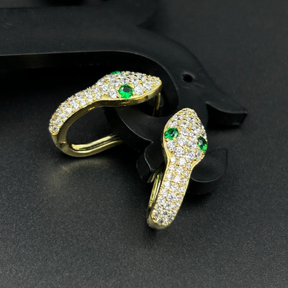 Green Diamond Snake Earring