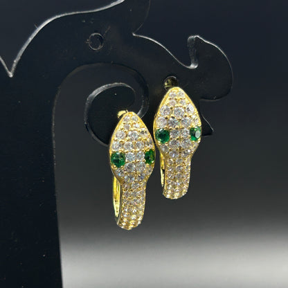 Green Diamond Snake Earring