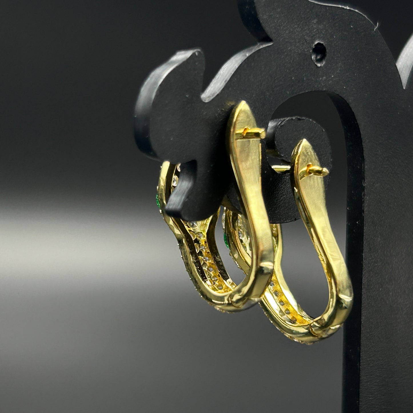 Green Diamond Snake Earring