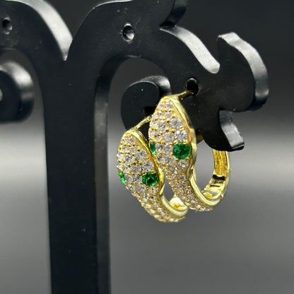 Green Diamond Snake Earring