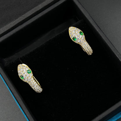 Green Diamond Snake Earring