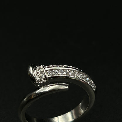 Adjustable Diamond Nail Ring 18k Gold Plated