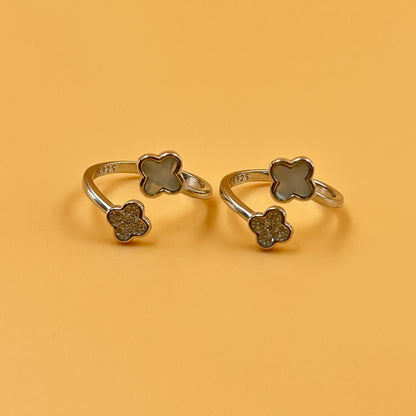 Silver Toe Ring -Clover Toe Ring