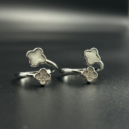 Silver Toe Ring -Clover Toe Ring