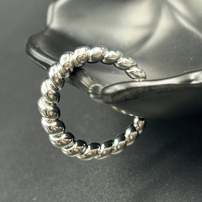 Beaded Ring 18k White Gold Plated