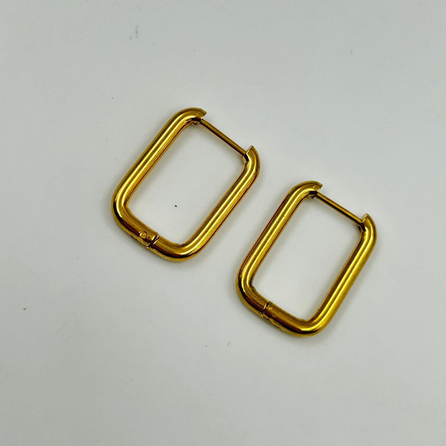 18K Gold Plated Minimal Rectangular Hoop earrings