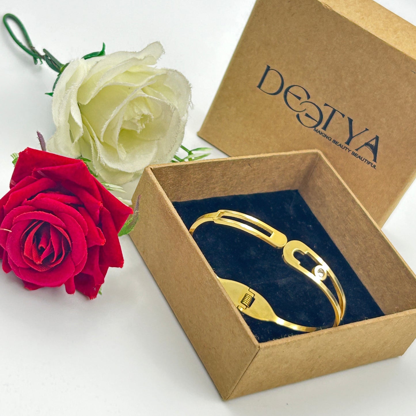 Diamond 18k Yellow Gold Plated Nail Bracelet/Kada