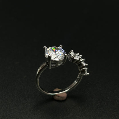 Adjustable Diamond Ring 18k White Gold Plated