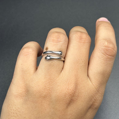 Pure Silver HUG ring with Engraving - Adjustable