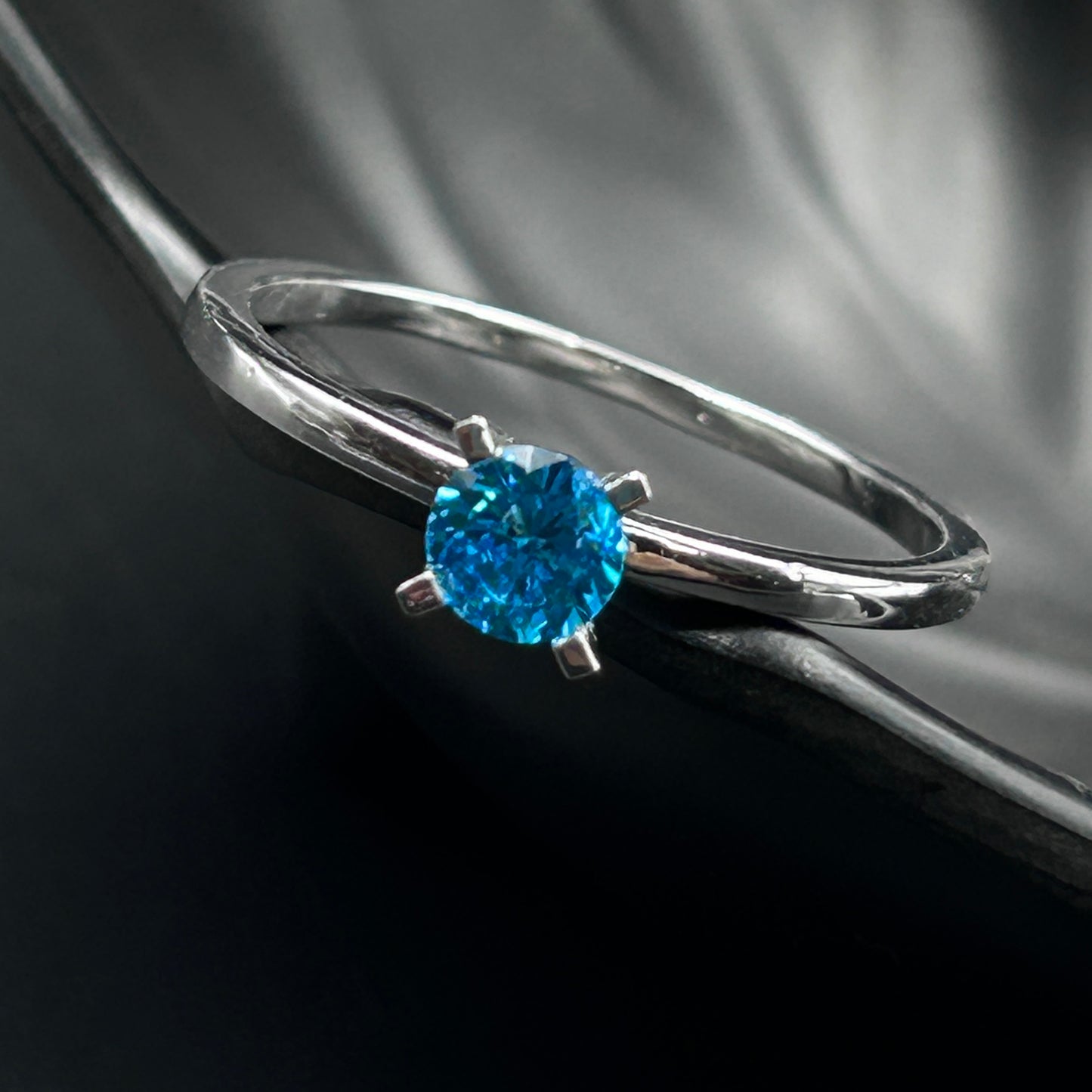 Blue Stone Minimal Ring - Pure Silver