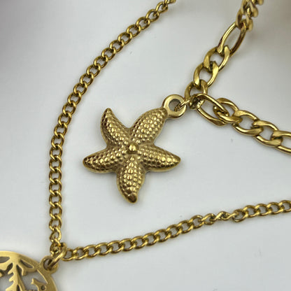 Star Necklace Two layer 18k gold plated