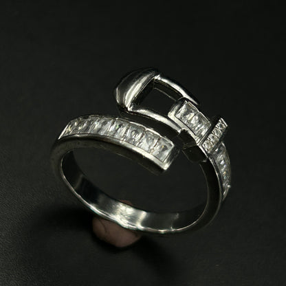 Belt Ring 18k white gold plated ring