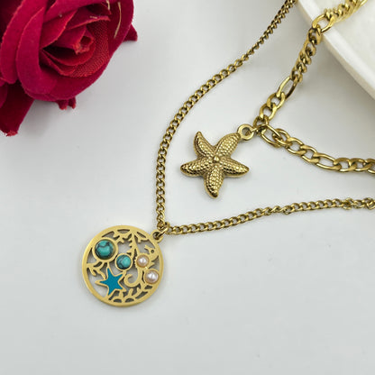 Star Necklace Two layer 18k gold plated