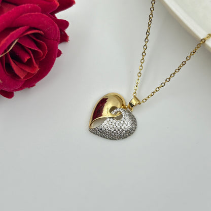 Two tone Heart Necklace 18k gold plated