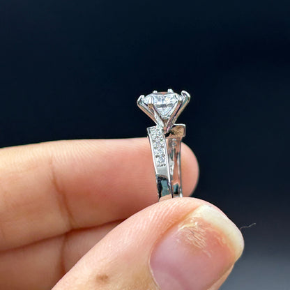 Solitaire Tension Ring 18k White Gold Plated