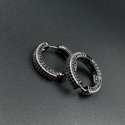 Men’s Black Gold Earring - Pure Silver