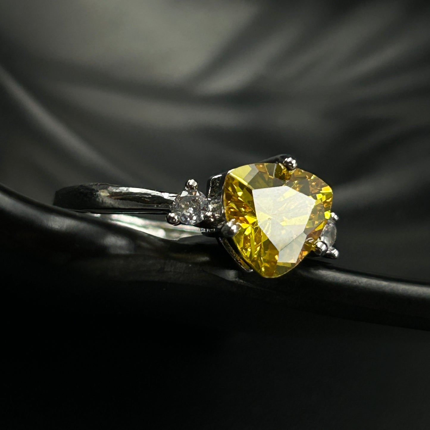 Women’s Yellow Diamond Ring 18k Gold Plated