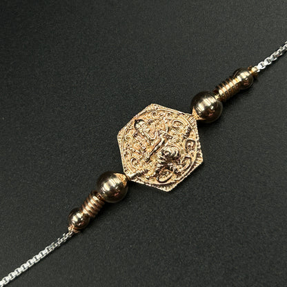 Rose Gold Ganesh Rakhi without Rudraksha