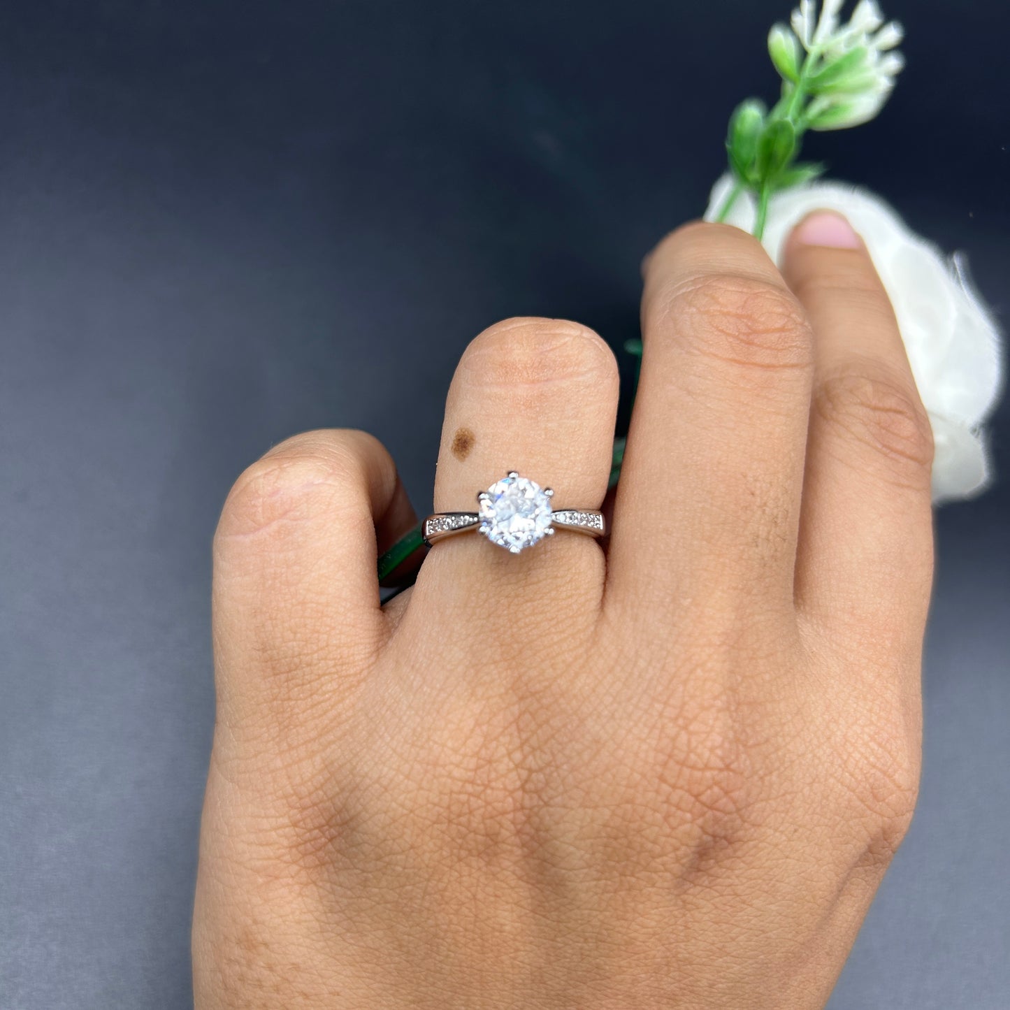 18k white gold plated ring