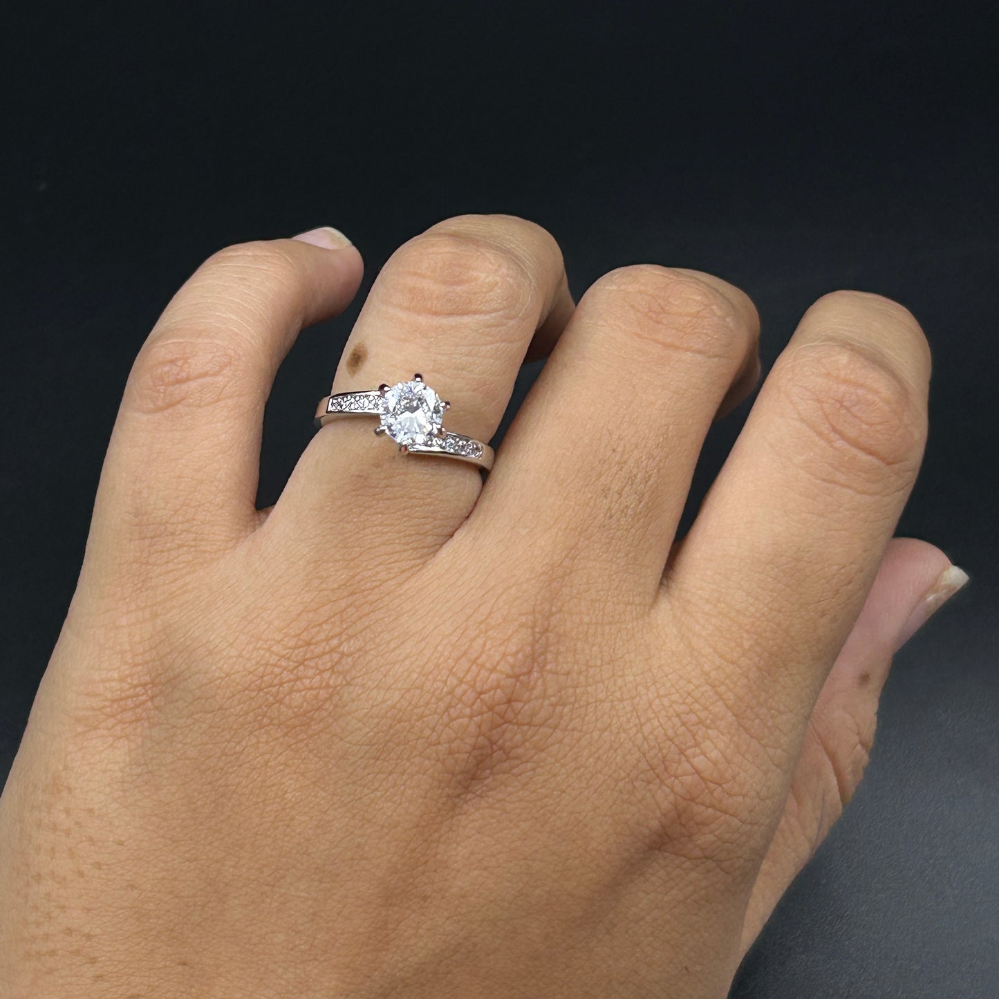 Solitaire Tension Ring 18k White Gold Plated