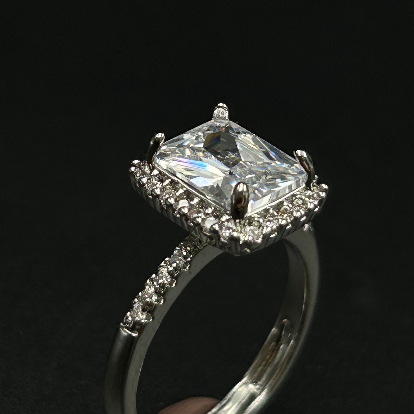 Diamond Ring 18k White Gold Plated