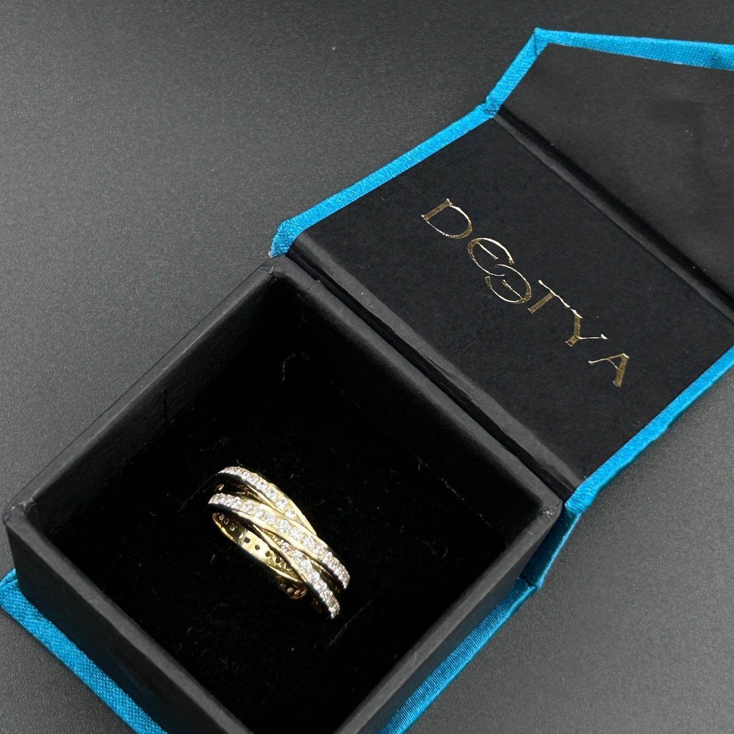 Yellow Gold TRINITY Ring - Pure Silver