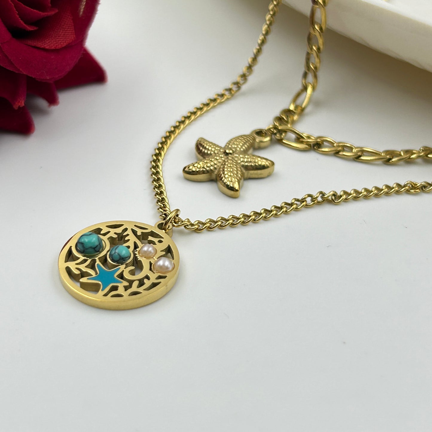 Star Necklace Two layer 18k gold plated