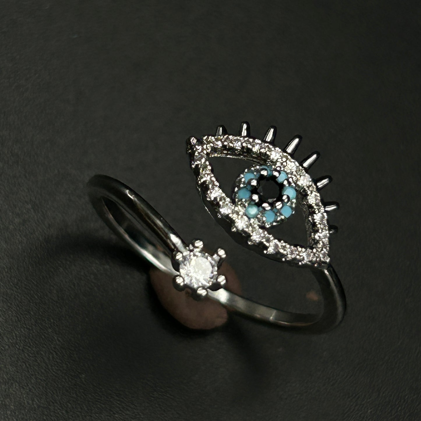 18k White Gold Plated Women’s Evil Eye Ring