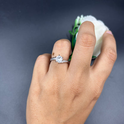 Solitaire Tension Ring 18k White Gold Plated