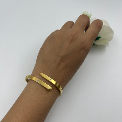 Diamond 18k Yellow Gold Plated Nail Bracelet/Kada