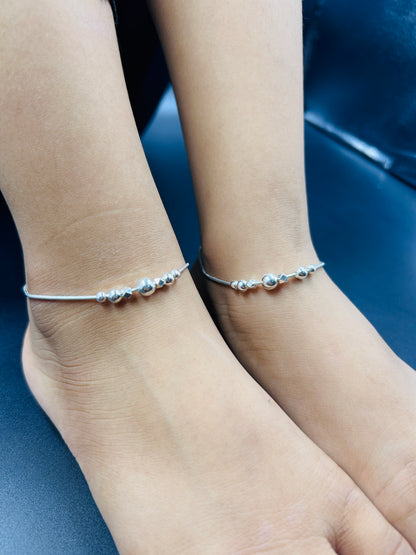 925 Silver Baby Anklet - Baby Payal 6.5"