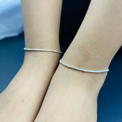 Pure Silver Baby Anklet - Baby Payal 7"