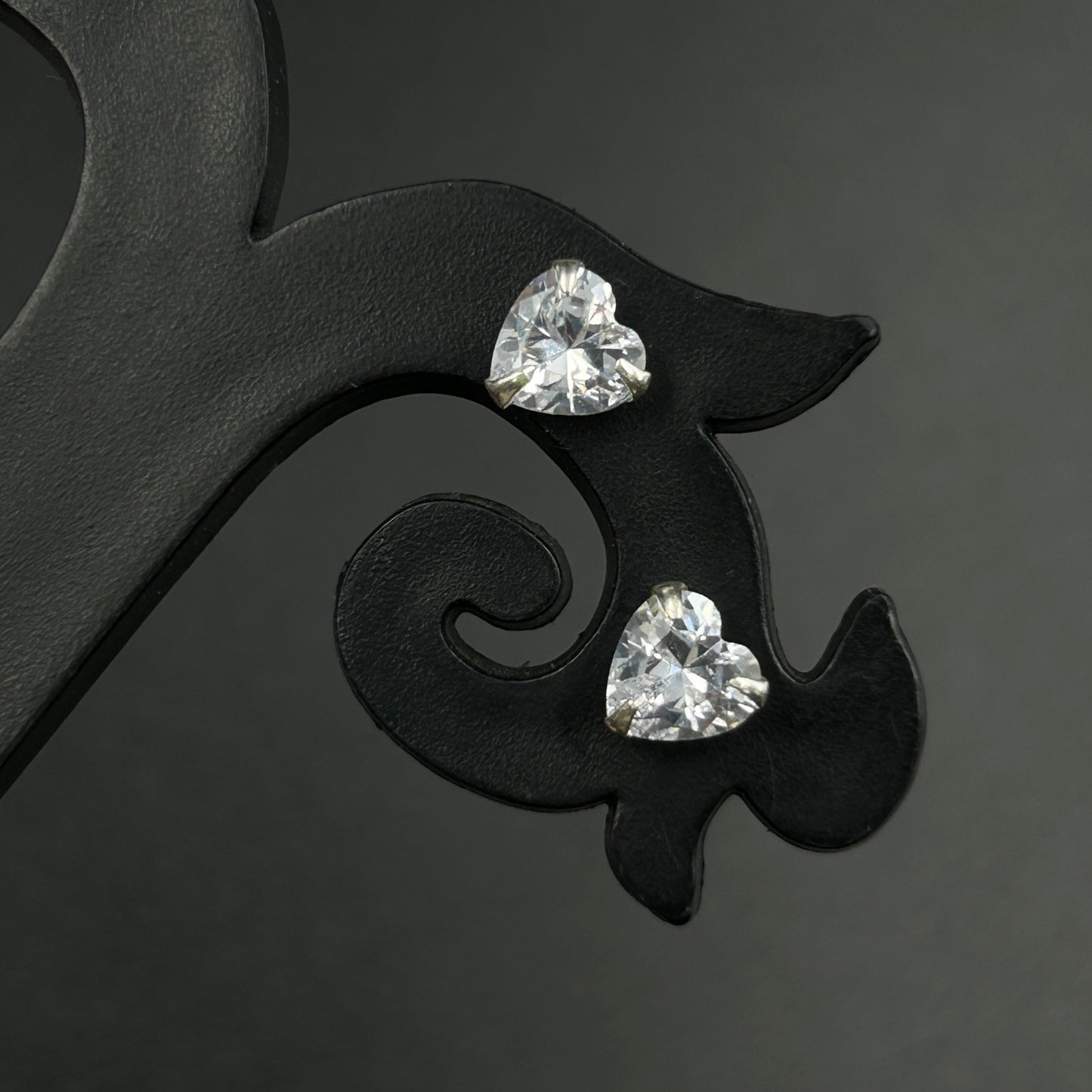 Pure Silver Stud Earrings - Heart Cut