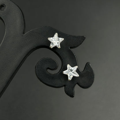 Pure Silver Stud Earrings -Star Cut