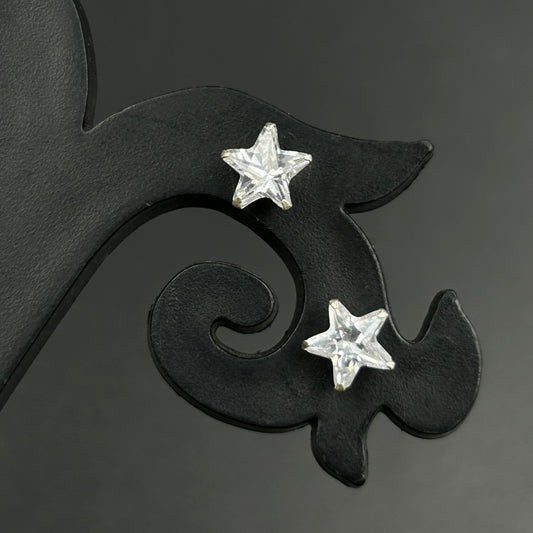 Pure Silver Stud Earrings -Star Cut