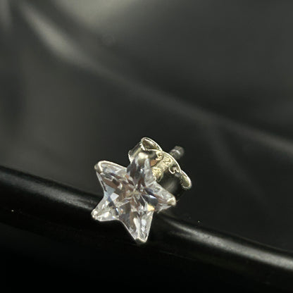 Pure Silver Stud Earrings -Star Cut