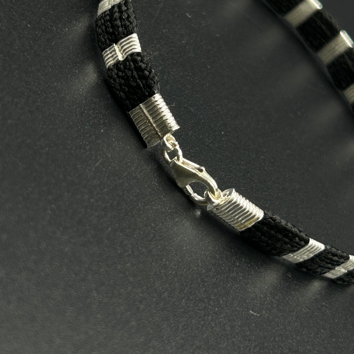 Pure Silver Black Thread Couples Bracelet