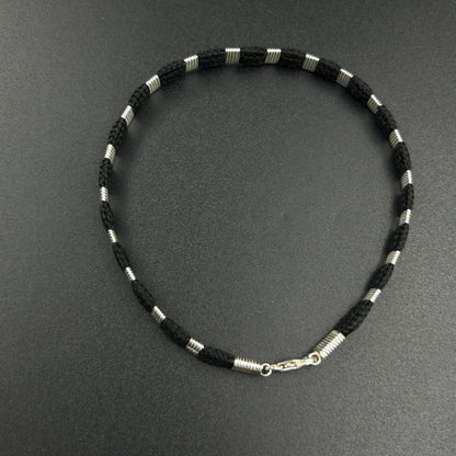 Pure Silver Black Thread Couples Bracelet